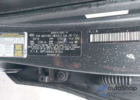 2020 Kia Forte Lxs из США, поврежденный, VIN 3KPF24AD9LE187814